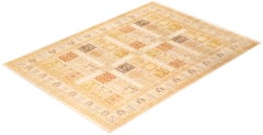 One-of-a-Kind Hand Made Traditional Mogul Ivory Area Rug