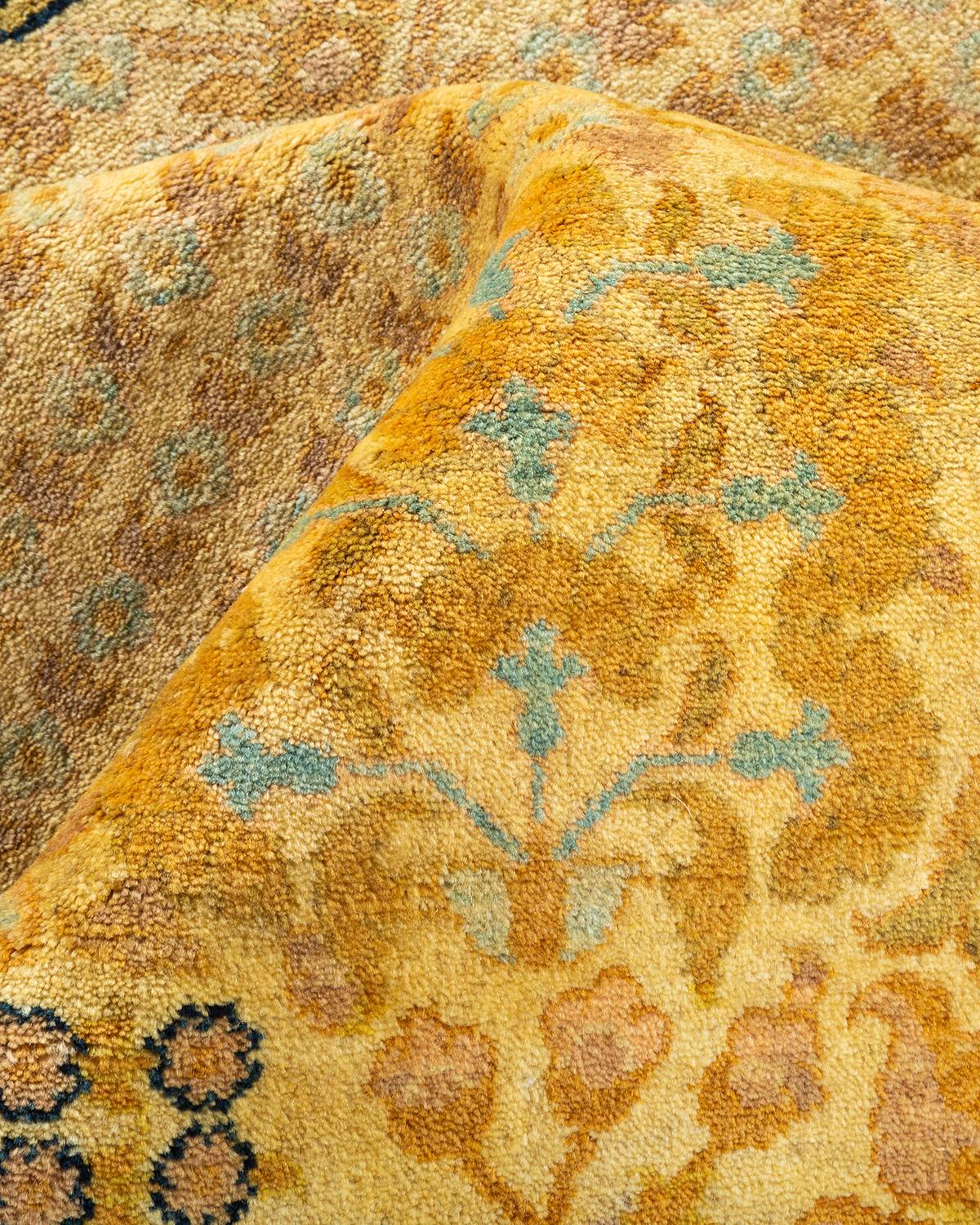 Other One-of-a-Kind Hand Made Traditional Mogul Ivory Area Rug For Sale