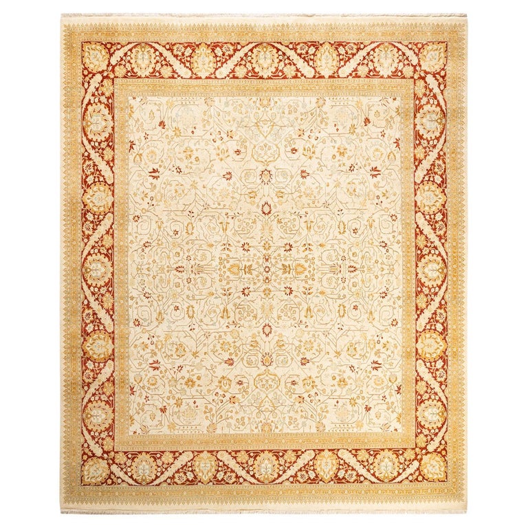 Ivory Rug Handmade One-Of-A-Kind Hand Made Traditional Mogul Ivory Area Rug For Sale at ...