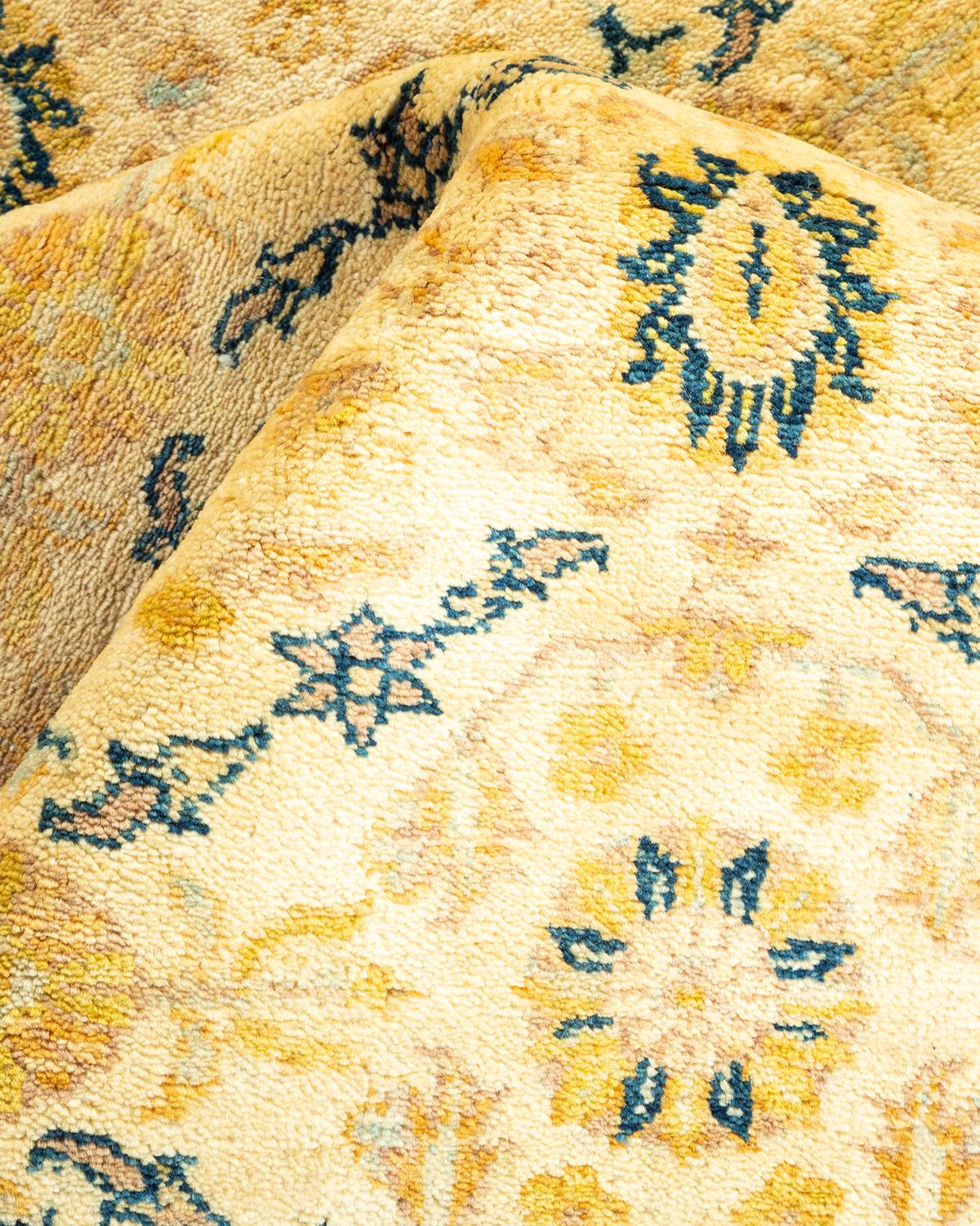 Other One-Of-A-Kind Hand Made Traditional Mogul Ivory Area Rug For Sale