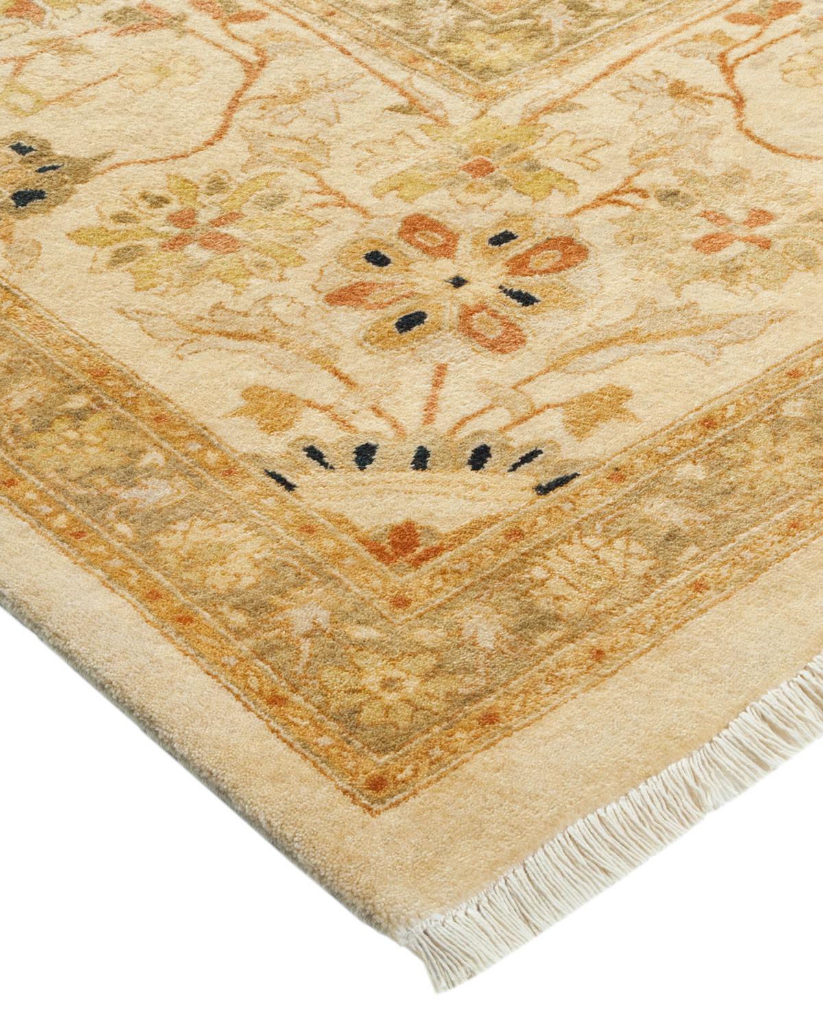 Lana Tappeto tradizionale Mogul Ivory, unico nel suo genere, realizzato a mano in vendita