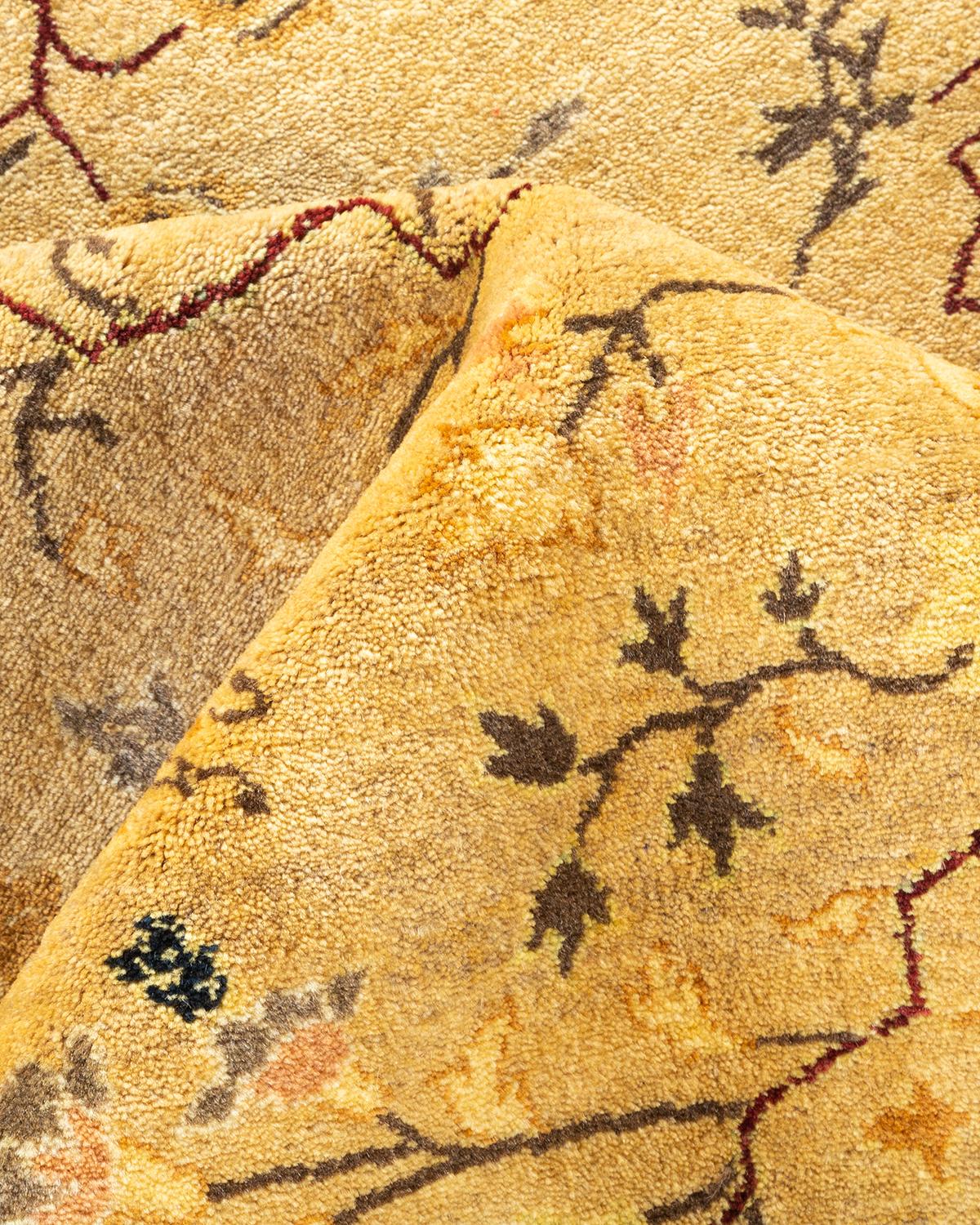 Other One-of-a-Kind Hand Made Traditional Mogul Ivory Area Rug For Sale