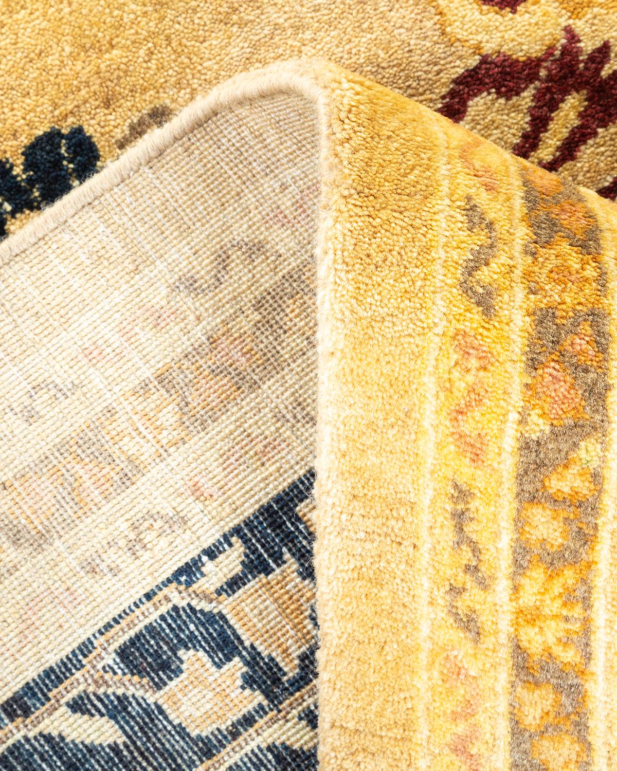 Pakistani One-of-a-Kind Hand Made Traditional Mogul Ivory Area Rug For Sale