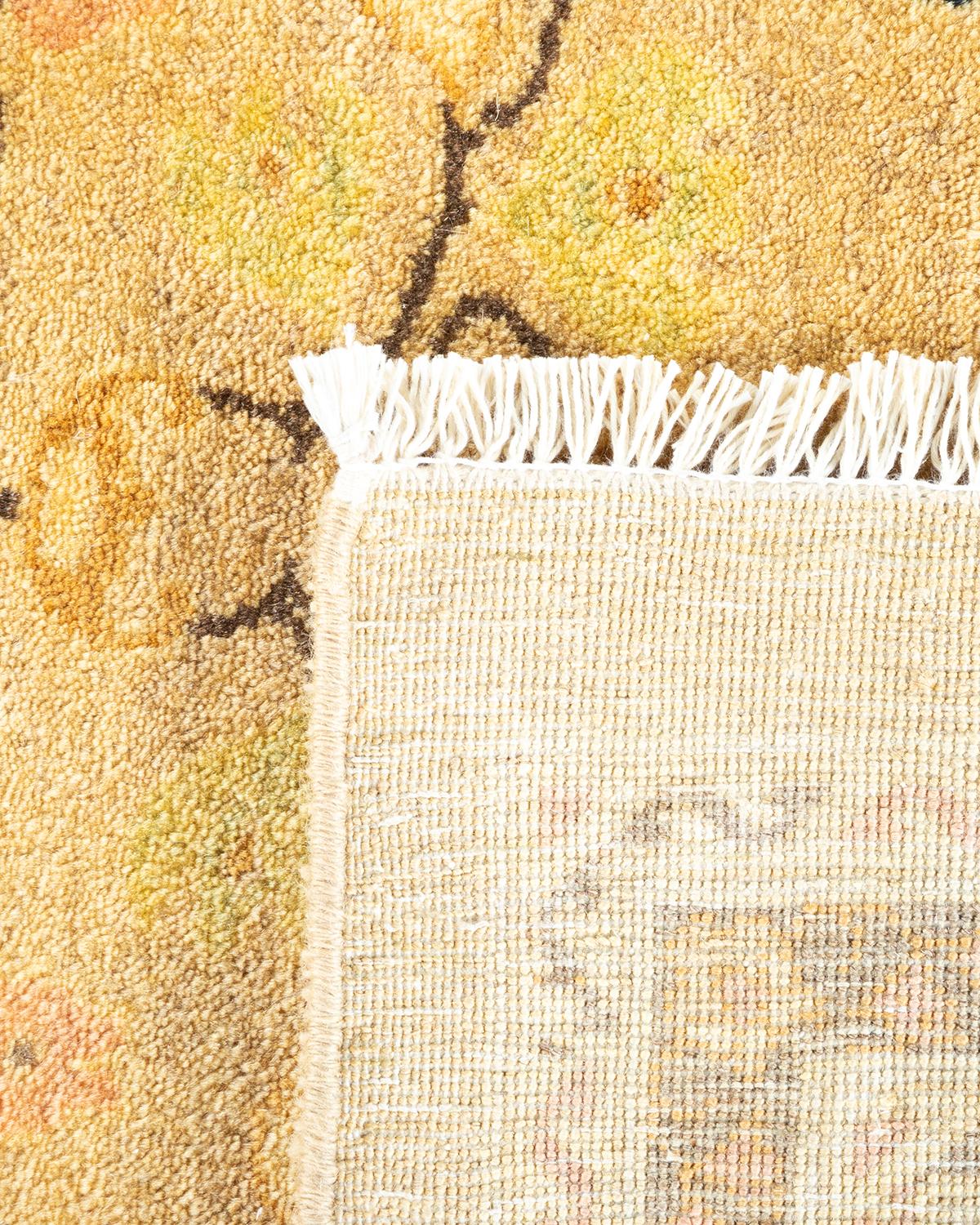 Hand-Knotted One-of-a-Kind Hand Made Traditional Mogul Ivory Area Rug For Sale