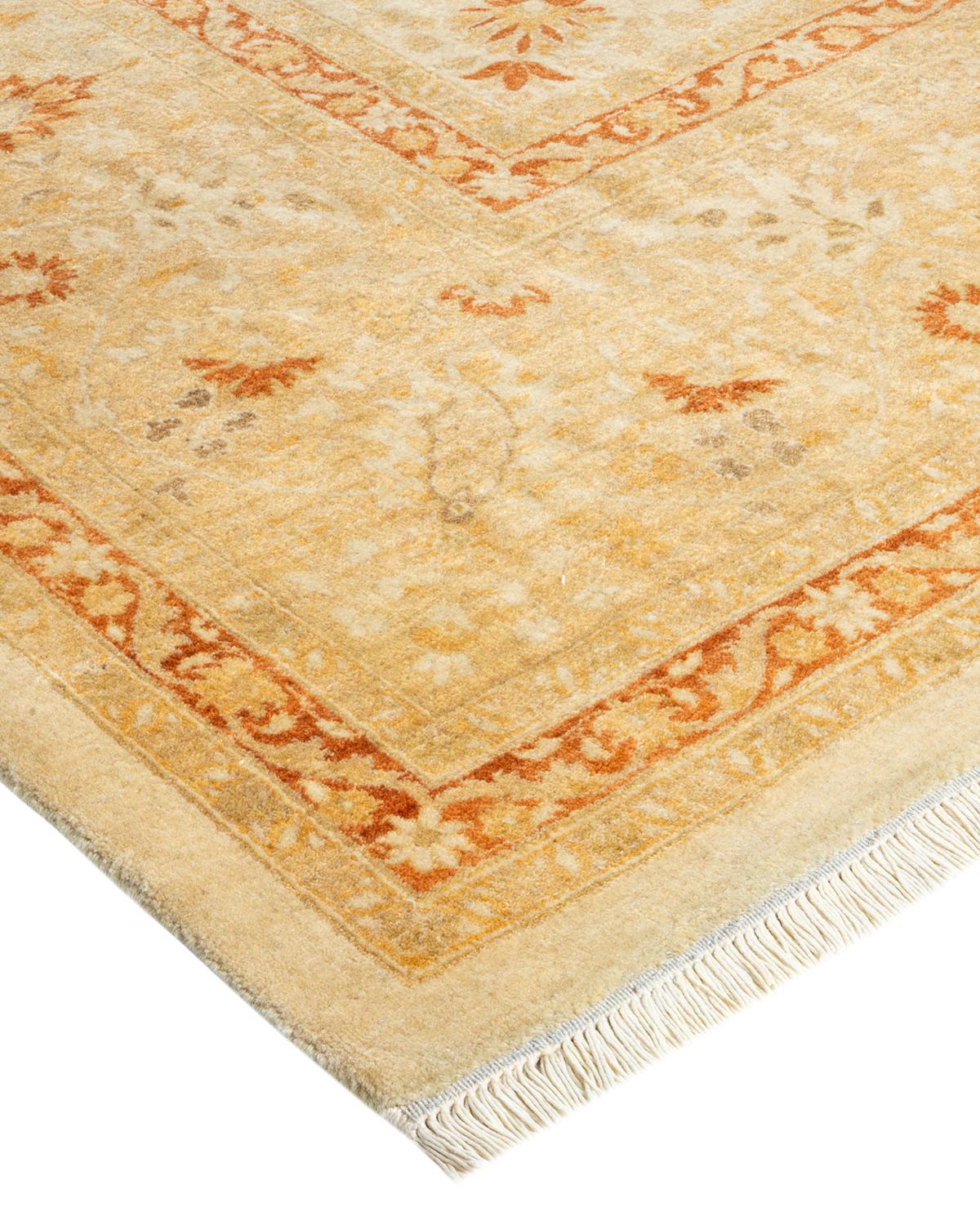 Laine Tapis traditionnel ivoire Mogul unique en son genre fabriqué à la main en vente
