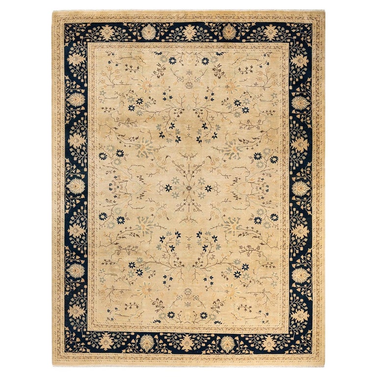 Ivory Rug Handmade One-Of-A-Kind Hand Made Traditional Mogul Ivory Area Rug For Sale at ...