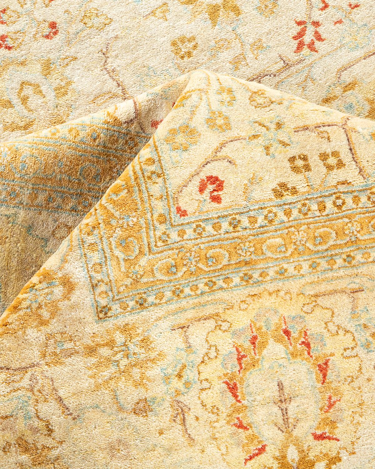 Other One-of-a-kind Hand Made Traditional Mogul Ivory Area Rug For Sale