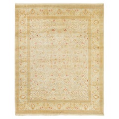 Tapis traditionnel Mogul ivoire unique en son genre fabriqué à la main