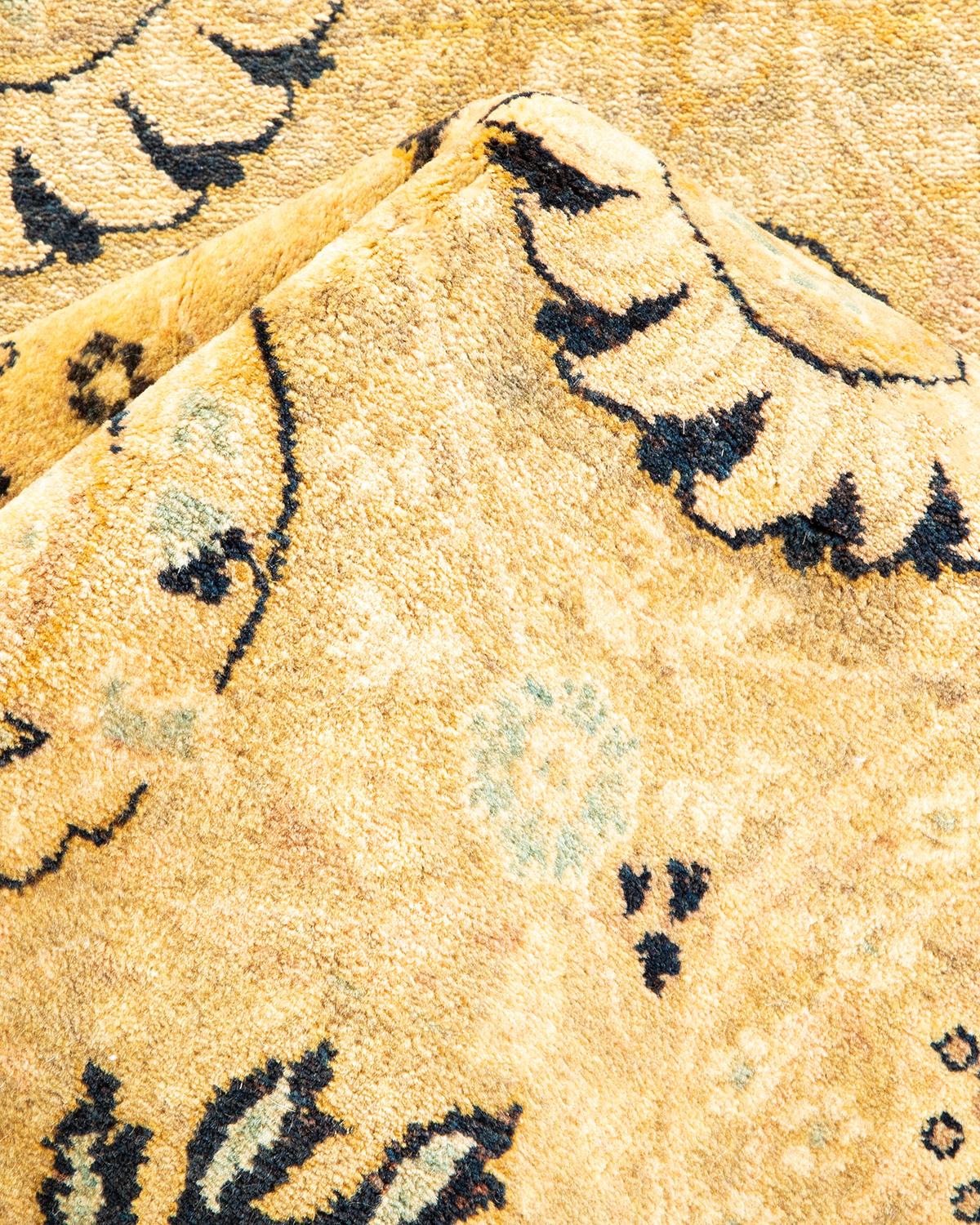Other One-Of-A-Kind Hand Made Traditional Mogul Ivory Area Rug For Sale