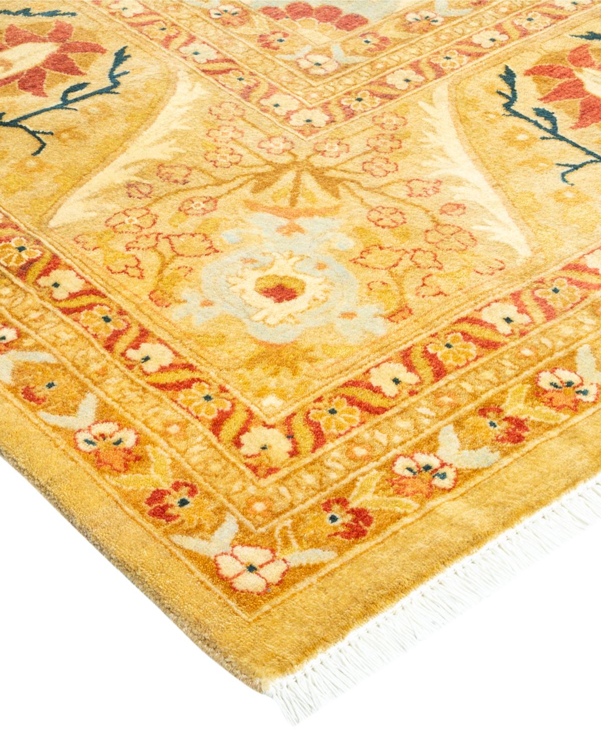 Laine Tapis traditionnel ivoire Mogul unique en son genre fabriqué à la main en vente