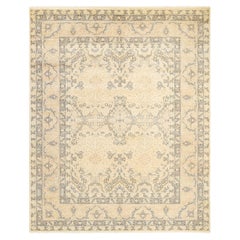 Tapis traditionnel ivoire Mogul unique en son genre fabriqué à la main
