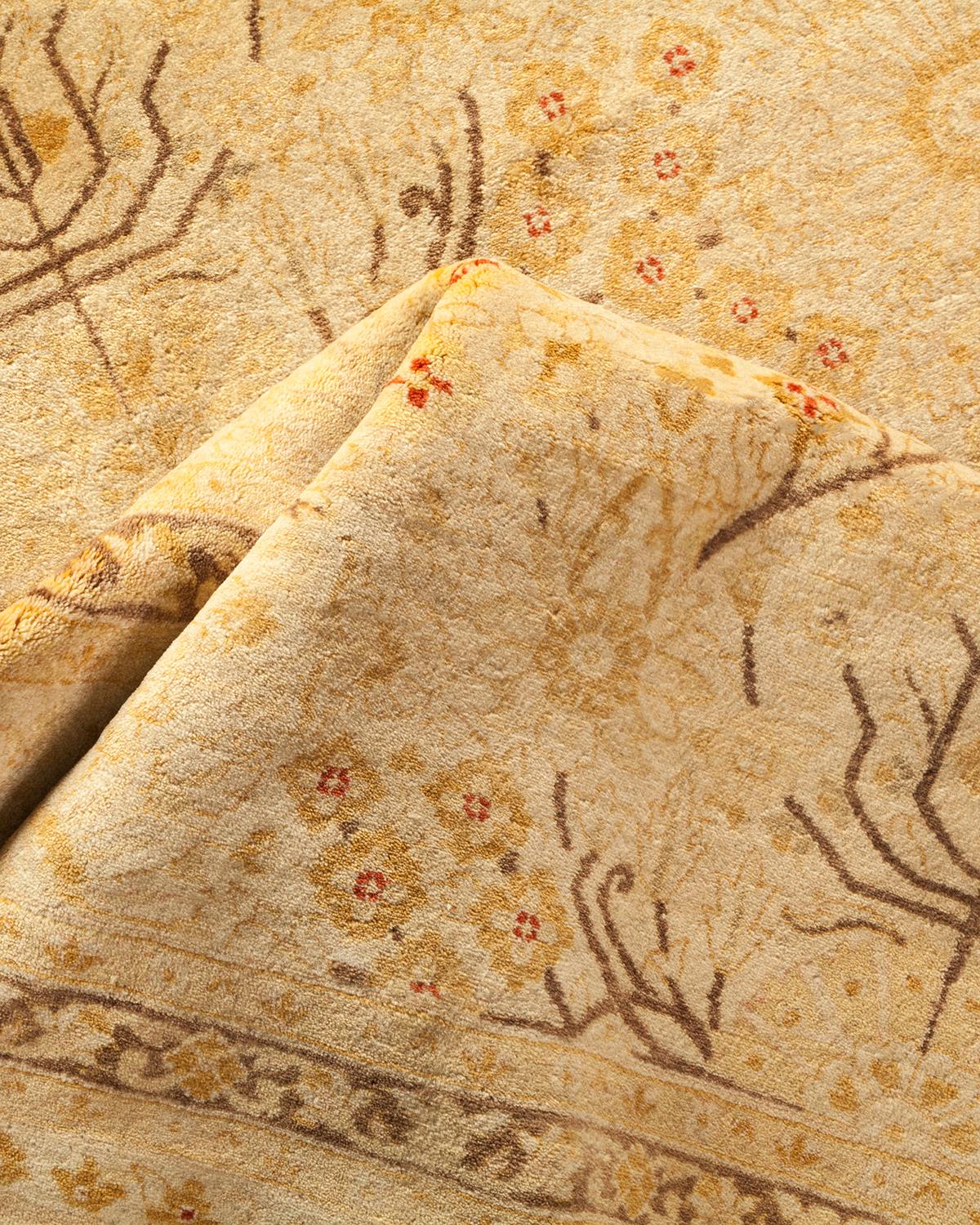 Other One-of-a-kind Hand Made Traditional Mogul Ivory Area Rug For Sale