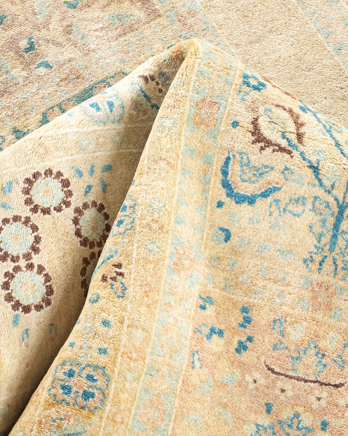 Other One-of-a-kind Hand Made Traditional Mogul Ivory Area Rug For Sale