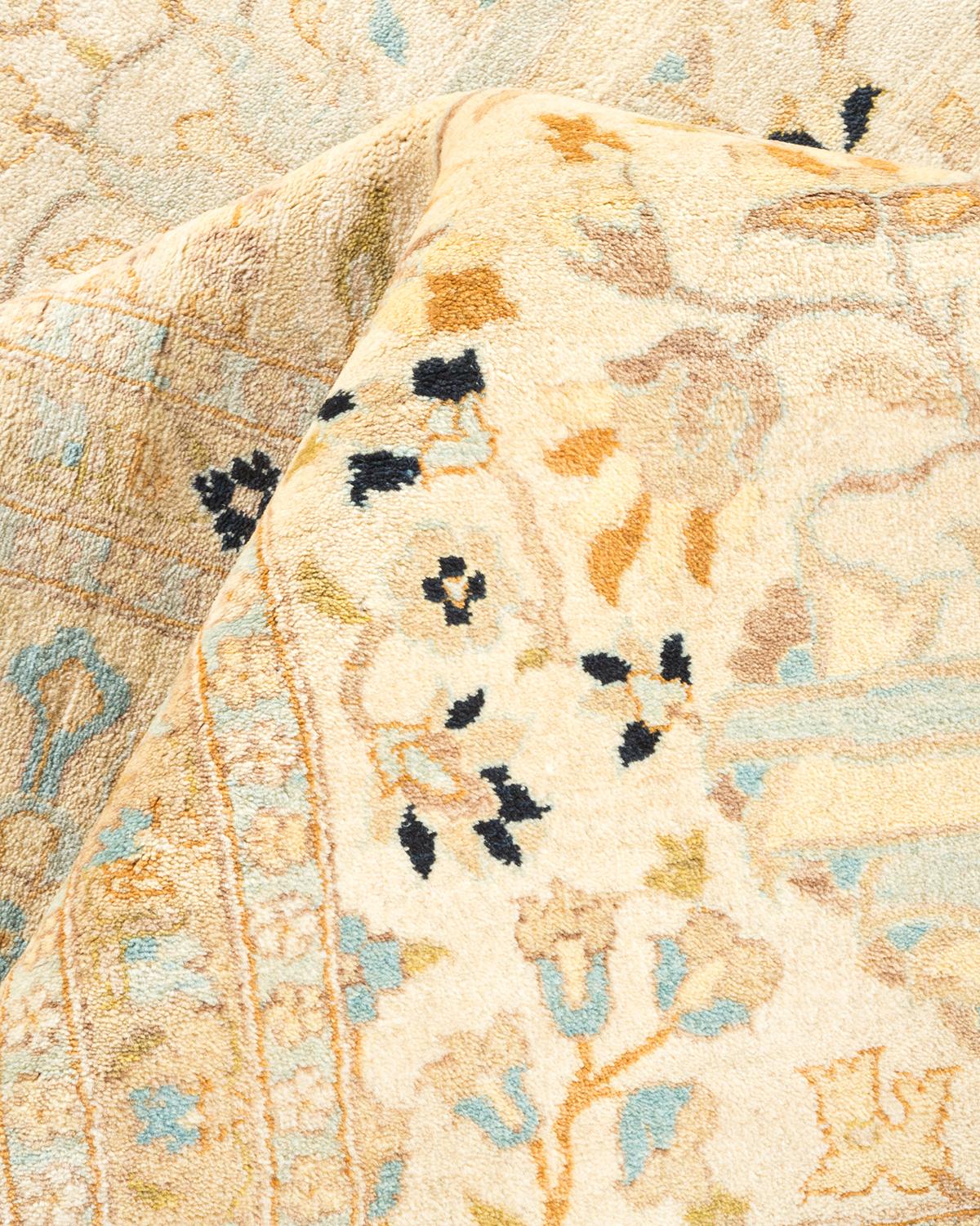Other One-of-a-Kind Hand Made Traditional Mogul Ivory Area Rug For Sale