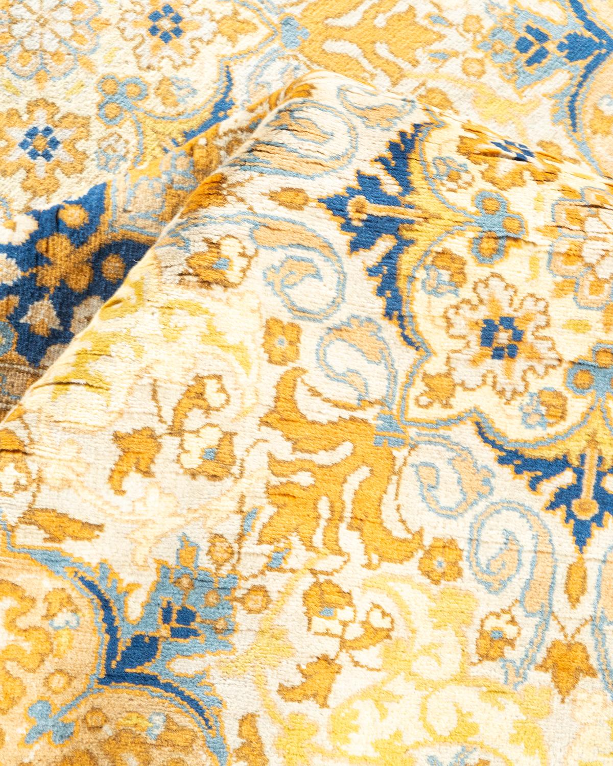 Other One-Of-A-Kind Hand Made Traditional Mogul Ivory Area Rug For Sale