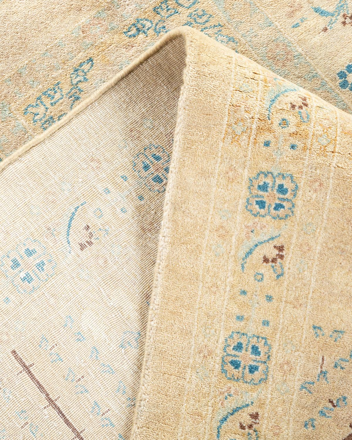 Pakistani One-of-a-kind Hand Made Traditional Mogul Ivory Area Rug For Sale