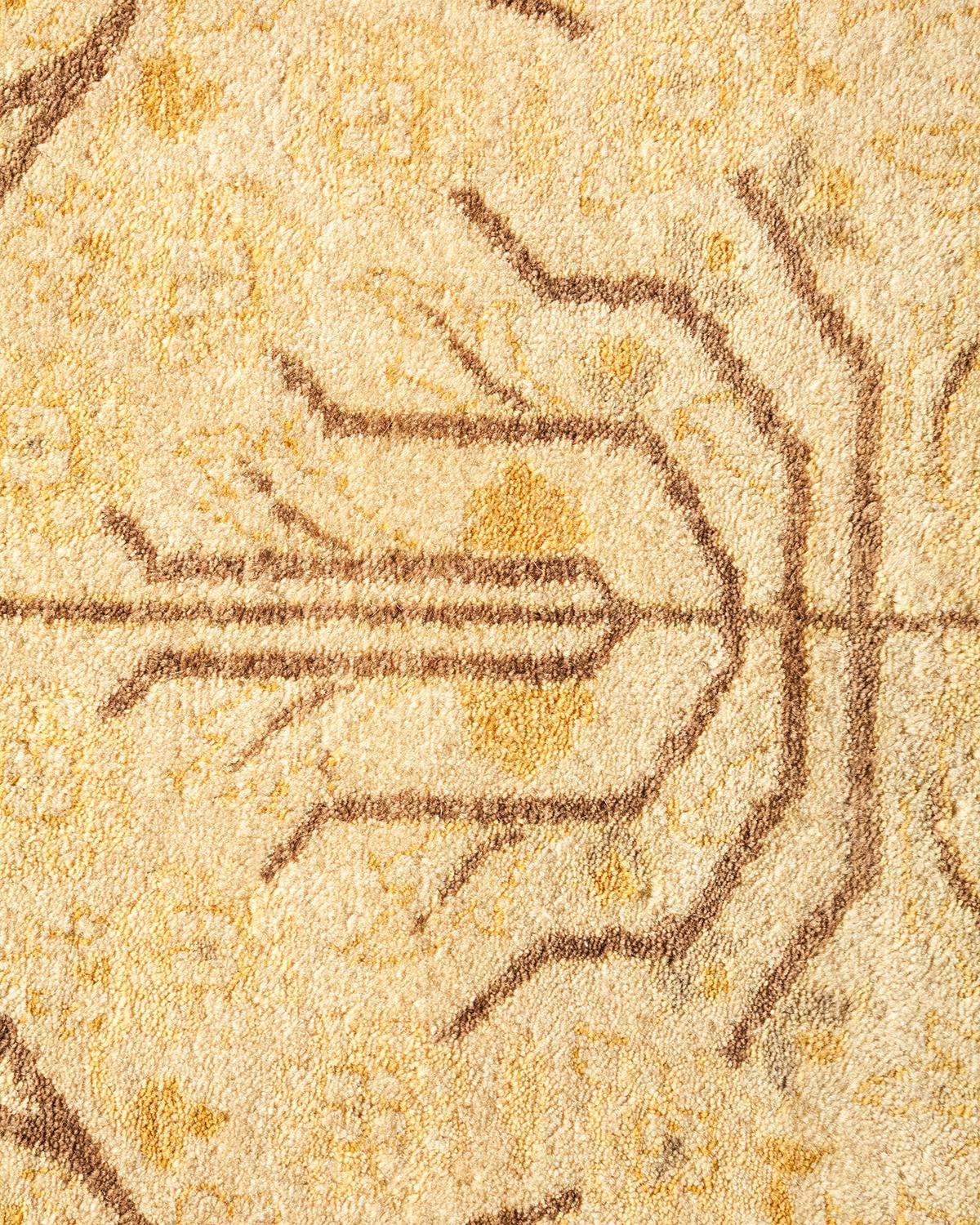Contemporary One-of-a-kind Hand Made Traditional Mogul Ivory Area Rug For Sale