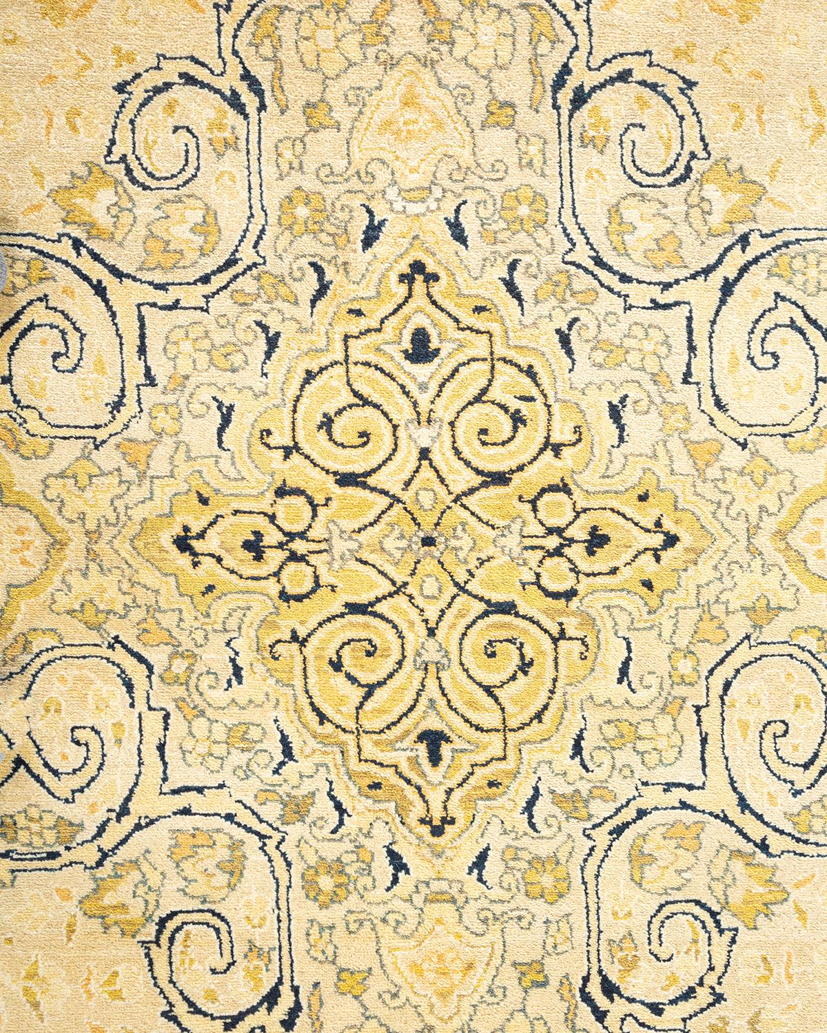 XXIe siècle et contemporain Tapis traditionnel Mogul ivoire unique en son genre fabriqué à la main en vente