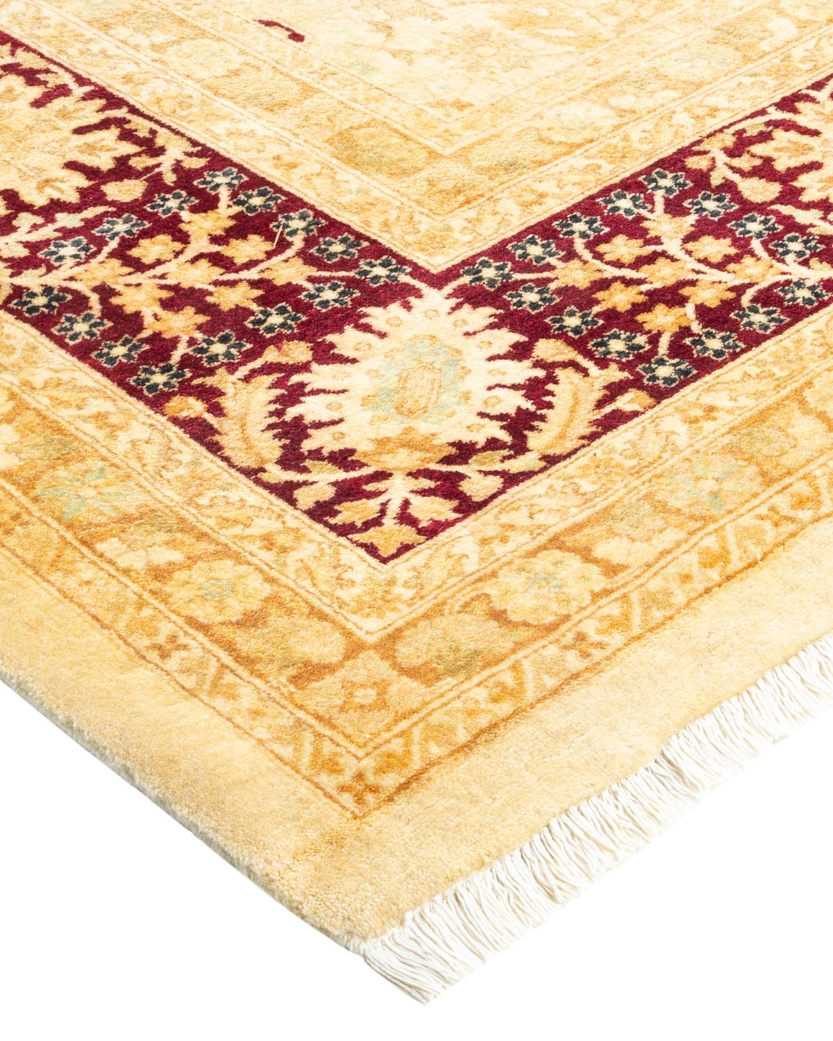 Laine Tapis traditionnel ivoire Mogul unique en son genre fabriqué à la main en vente
