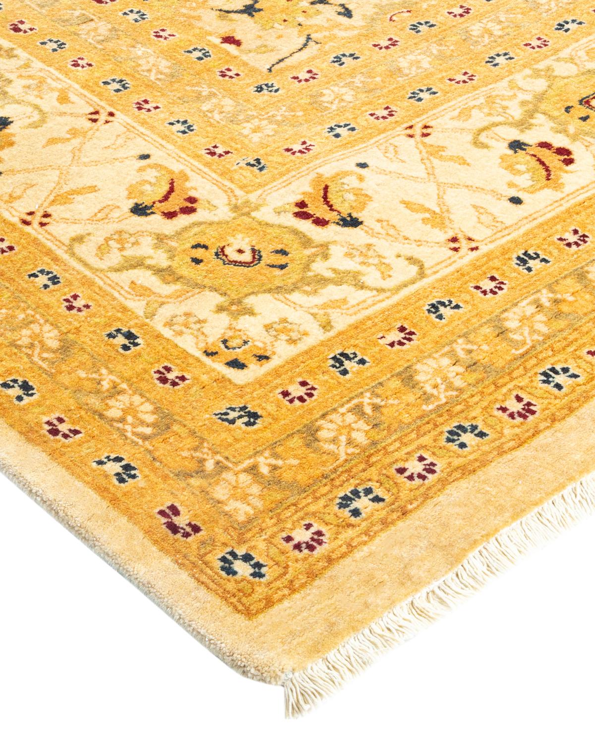 Laine Tapis traditionnel Mogul ivoire unique en son genre fabriqué à la main en vente
