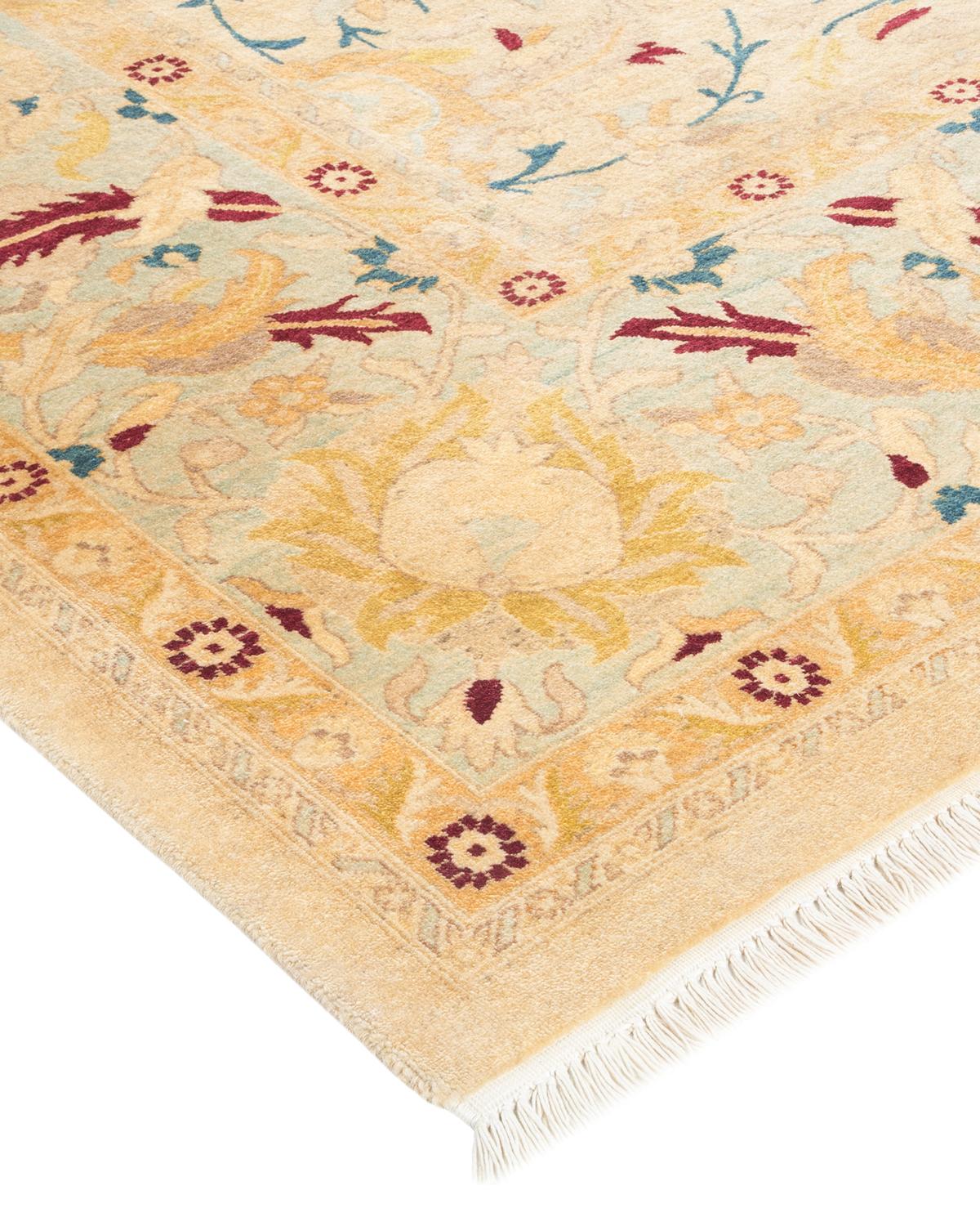 Laine Tapis traditionnel ivoire Mogul unique en son genre fabriqué à la main en vente