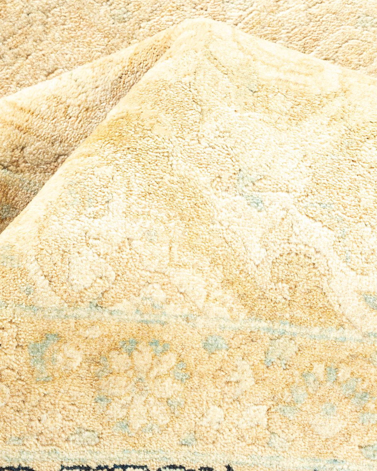 Other One-of-a-Kind Hand Made Traditional Mogul Ivory Area Rug For Sale