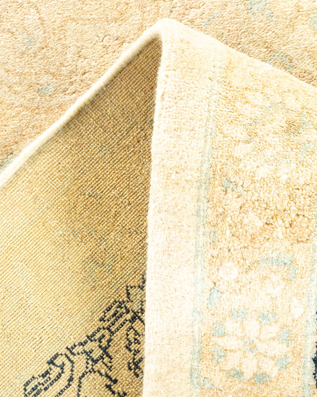 Pakistani One-of-a-Kind Hand Made Traditional Mogul Ivory Area Rug For Sale