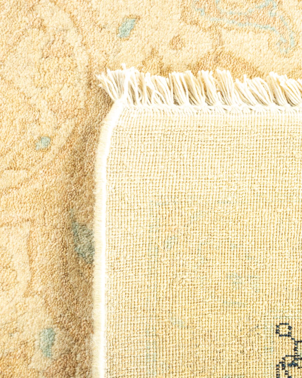 Hand-Knotted One-of-a-Kind Hand Made Traditional Mogul Ivory Area Rug For Sale