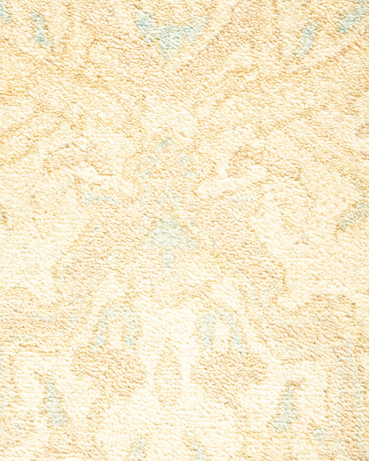 Contemporary One-of-a-Kind Hand Made Traditional Mogul Ivory Area Rug For Sale