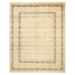 One-of-a-Kind Hand Made Traditional Mogul Ivory Area Rug