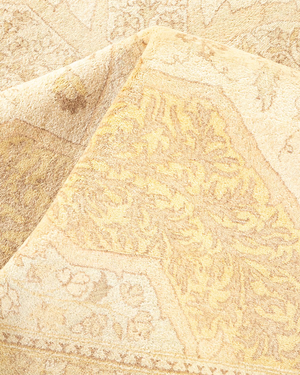Other One-of-a-kind Hand Made Traditional Mogul Ivory Area Rug For Sale