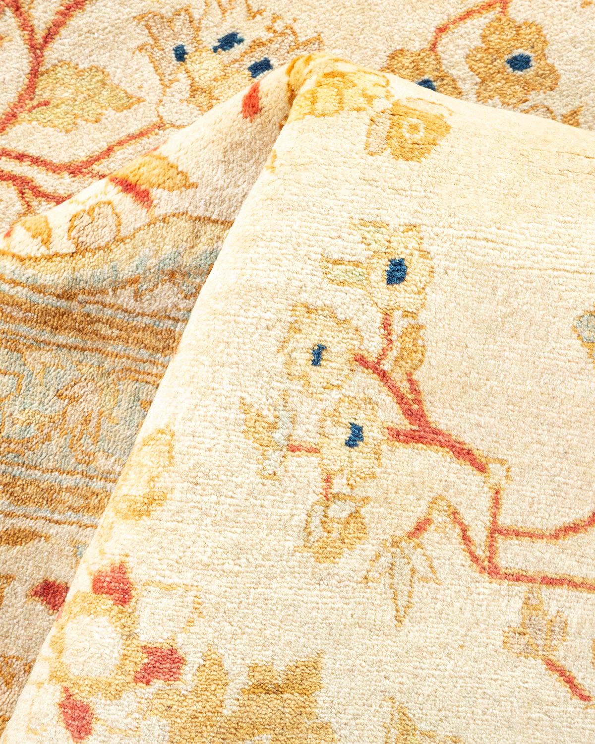 Other One-of-a-Kind Hand Made Traditional Mogul Ivory Area Rug For Sale