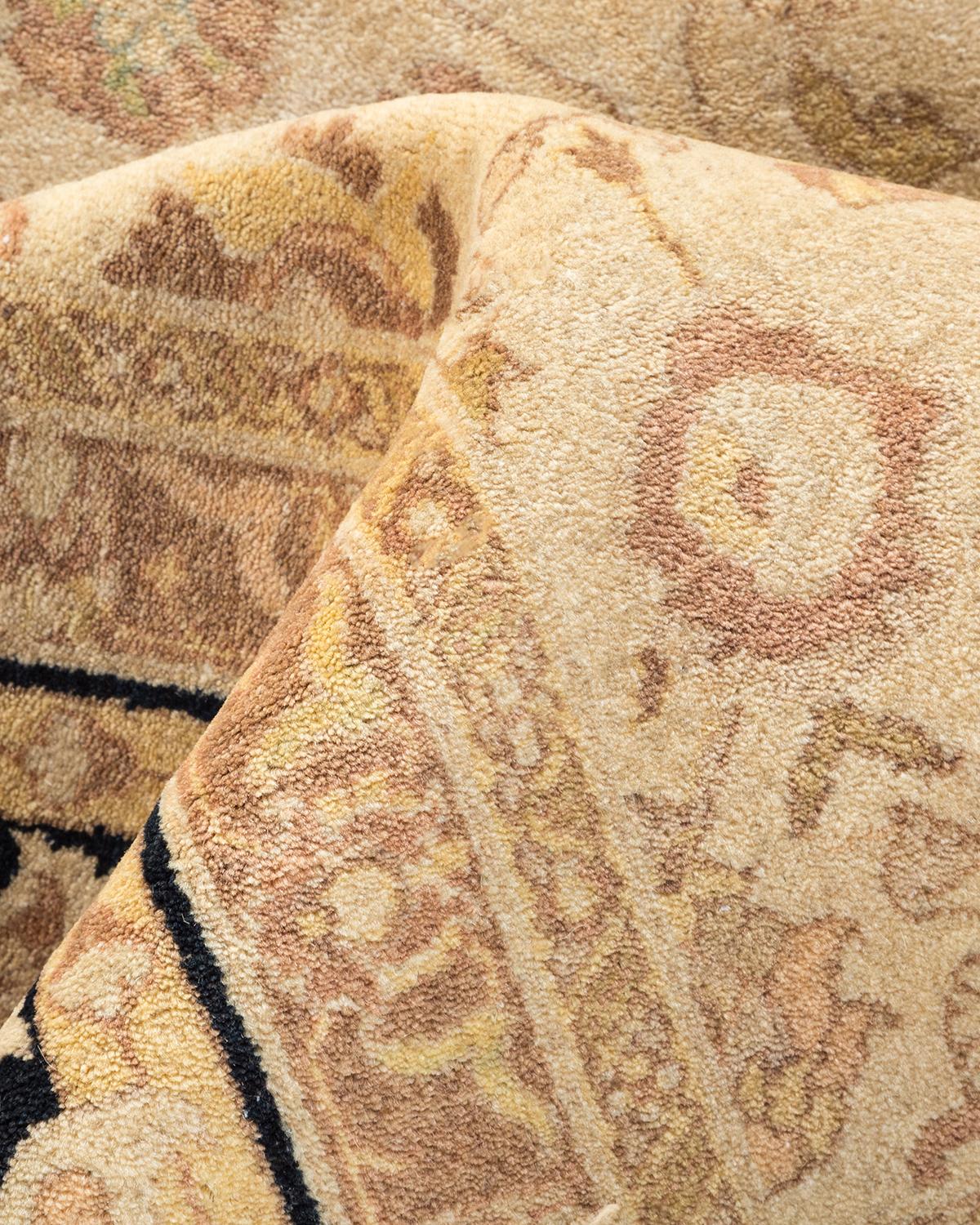 Other One-Of-A-Kind Hand Made Traditional Mogul Ivory Area Rug For Sale