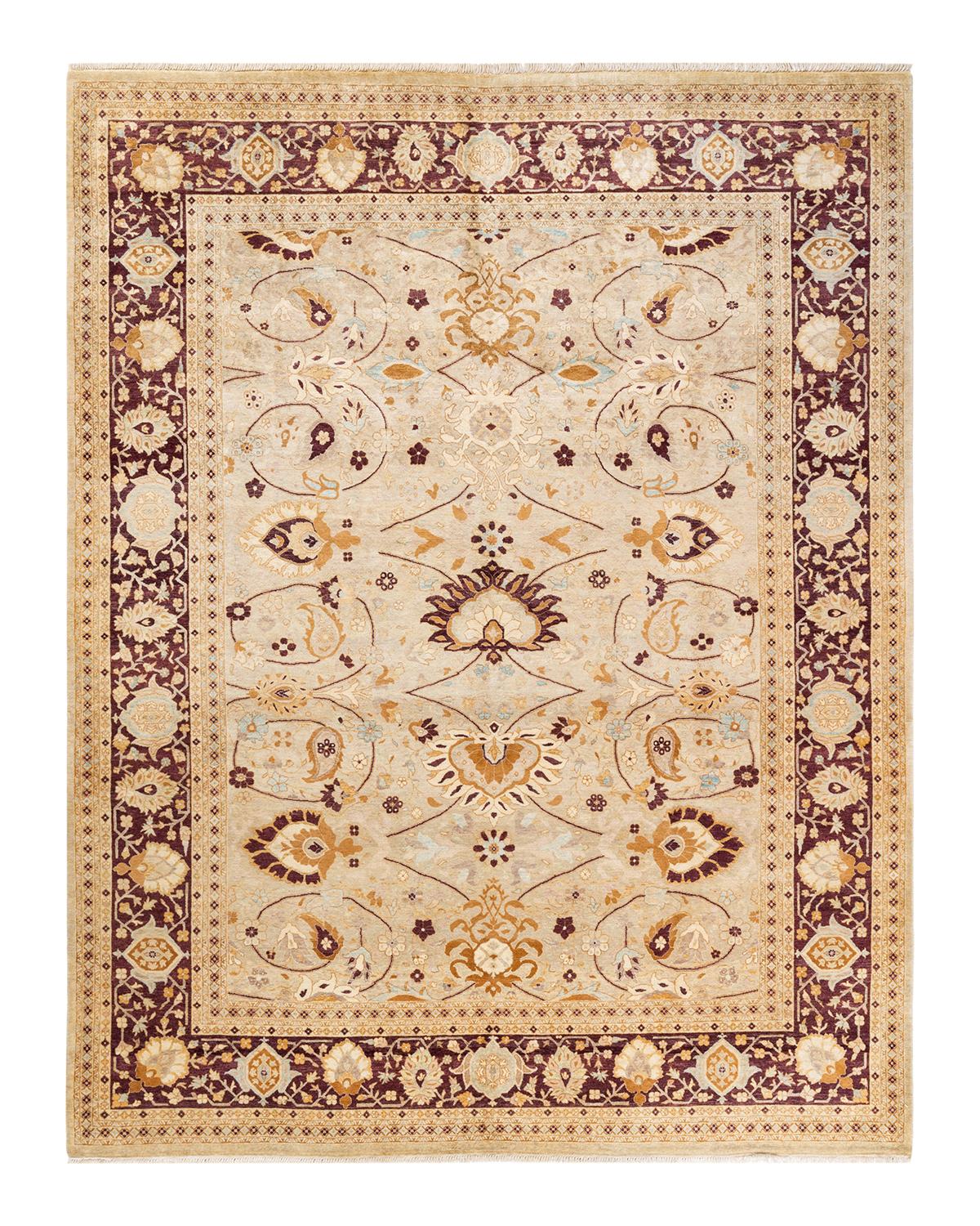Autre Tapis traditionnel ivoire Mogul unique en son genre fabriqué à la main en vente