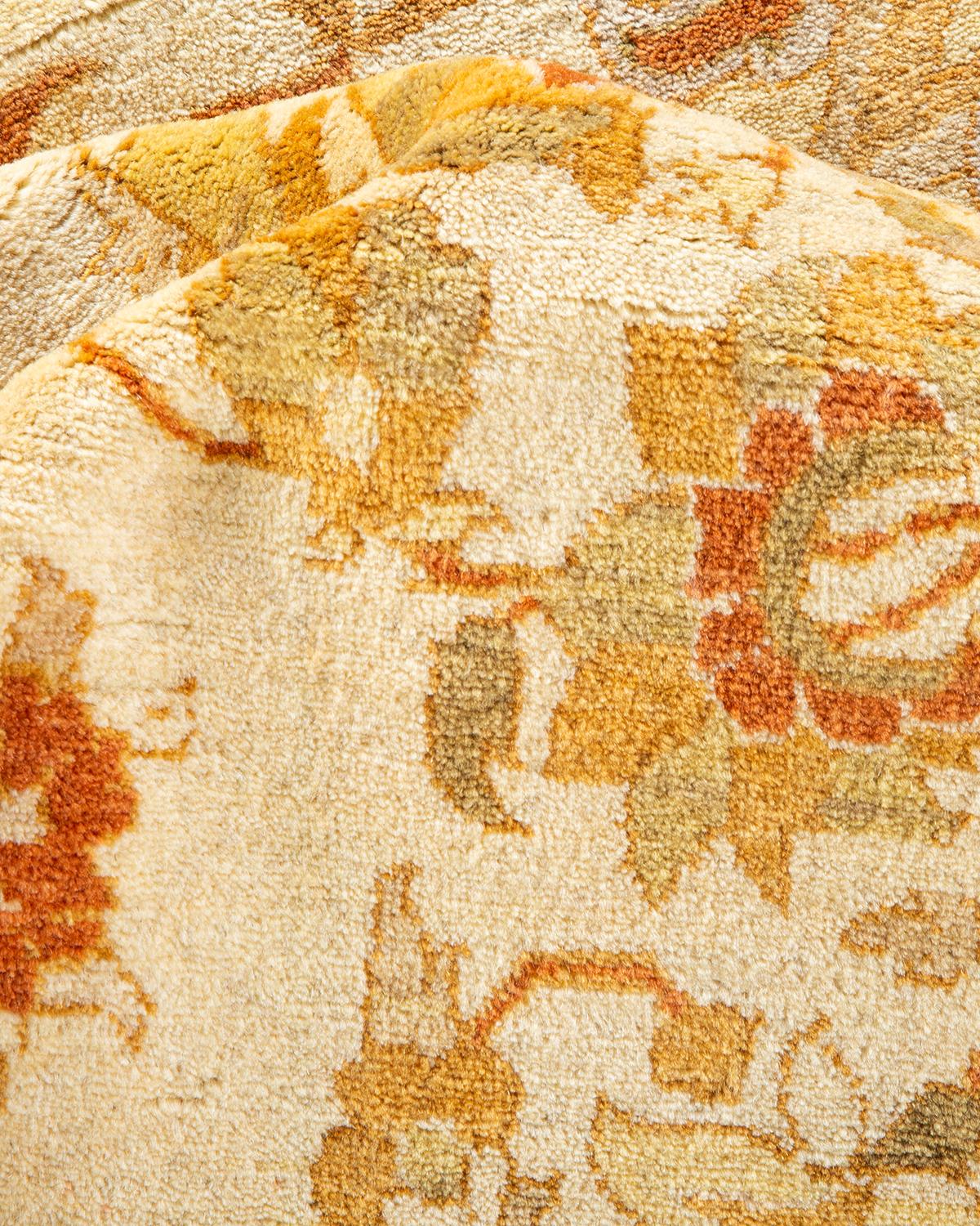 Pakistani One-of-a-kind Hand Made Traditional Mogul Ivory Area Rug For Sale