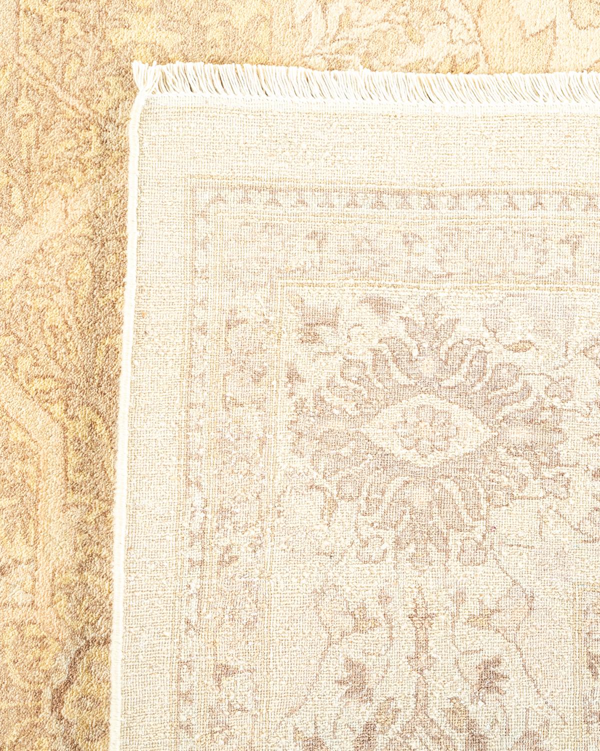 Hand-Knotted One-of-a-kind Hand Made Traditional Mogul Ivory Area Rug For Sale
