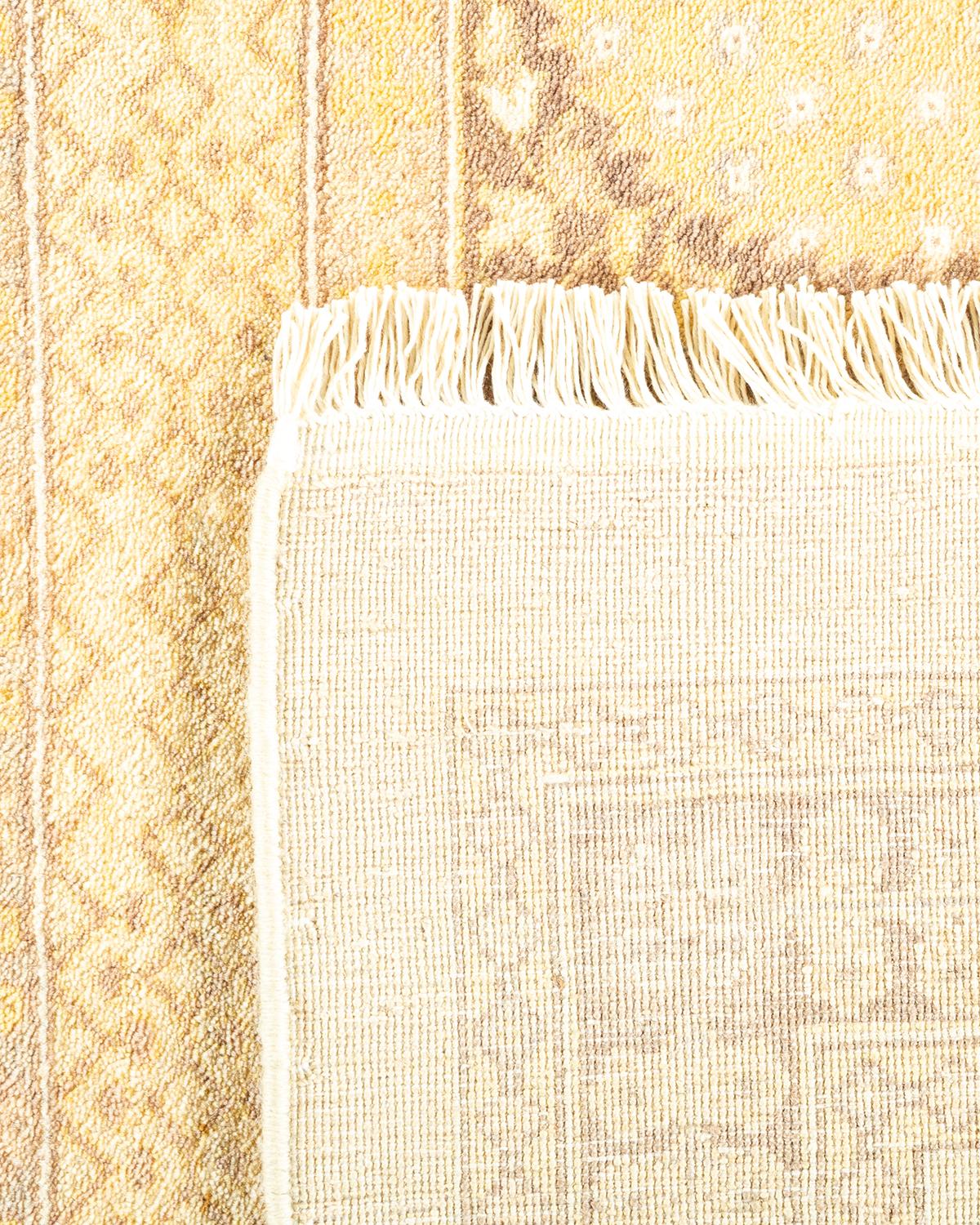 Hand-Knotted One-of-a-kind Hand Made Traditional Mogul Ivory Area Rug For Sale