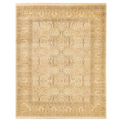 Tapis traditionnel ivoire Mogul unique en son genre fabriqué à la main