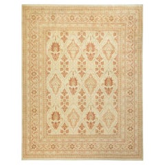 One-Of-A-Kind Hand Made Traditional Mogul Ivory Area Rug