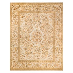 One-of-a-kind Hand Made Traditional Mogul Ivory Area Rug