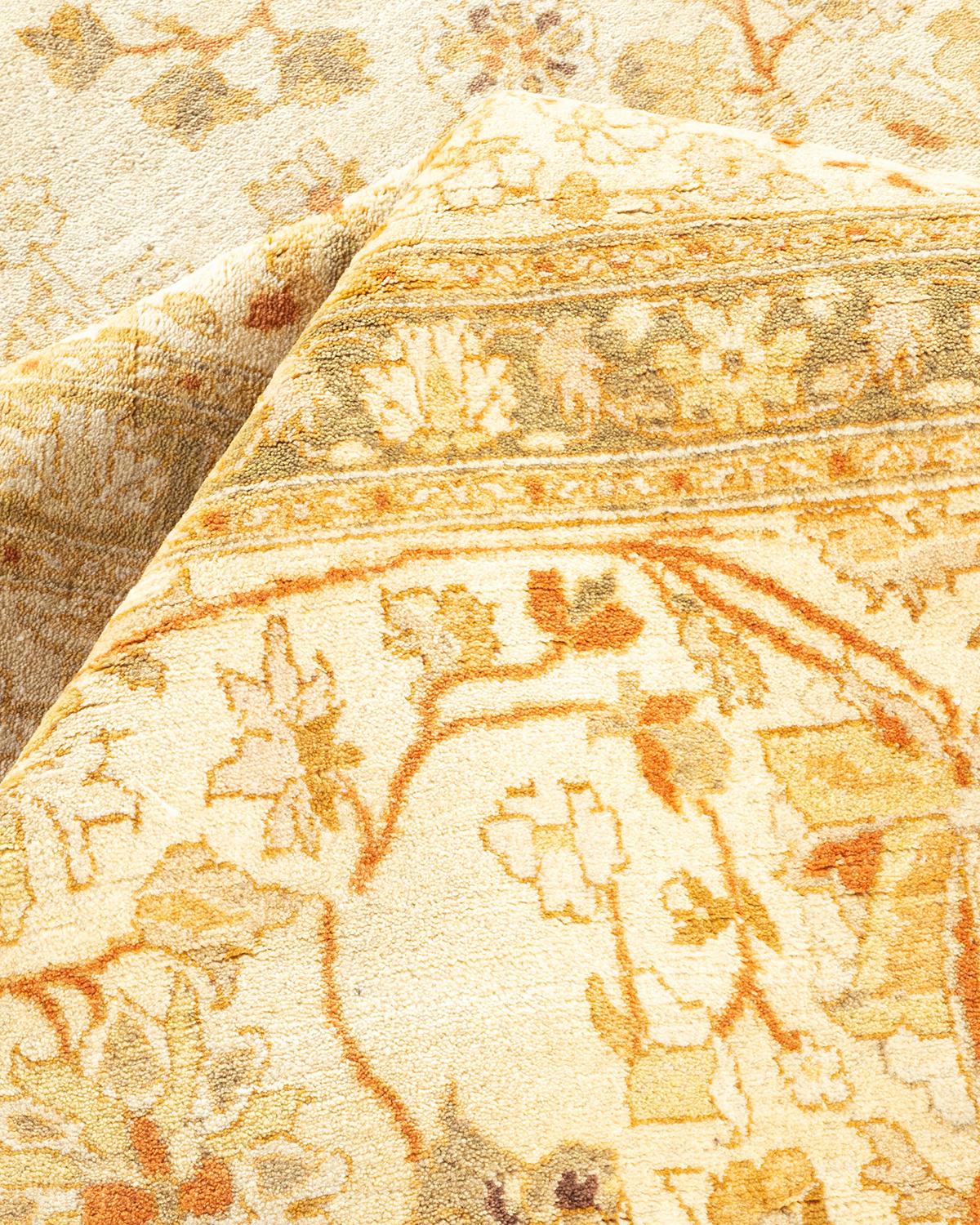 Other One-Of-A-Kind Hand Made Traditional Mogul Ivory Area Rug For Sale