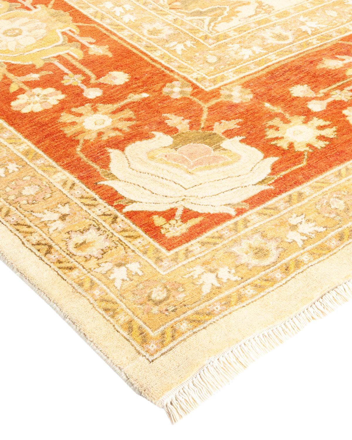 Laine Tapis traditionnel ivoire Mogul unique en son genre fabriqué à la main en vente