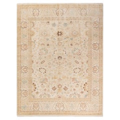 Tapis traditionnel ivoire Mogul unique en son genre fabriqué à la main