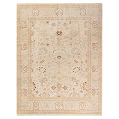 One-Of-A-Kind Hand Made Traditional Mogul Ivory Area Rug