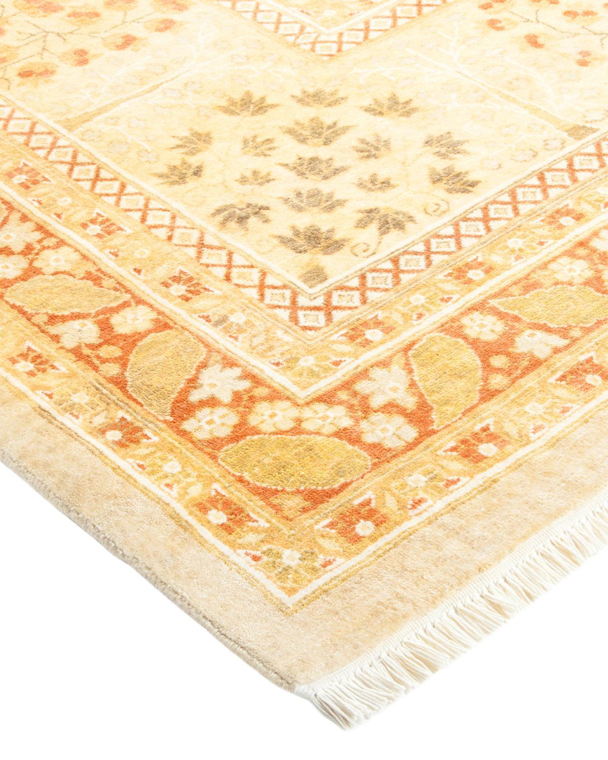 Laine Tapis traditionnel ivoire Mogul unique en son genre fabriqué à la main en vente