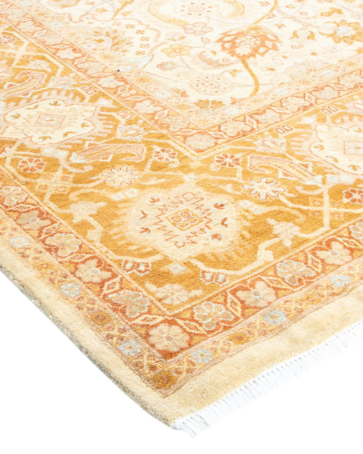 Laine Tapis traditionnel ivoire Mogul unique en son genre fabriqué à la main en vente