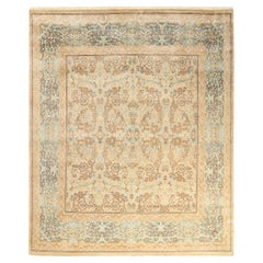 One-of-a-Kind Hand Made Traditional Mogul Ivory Area Rug