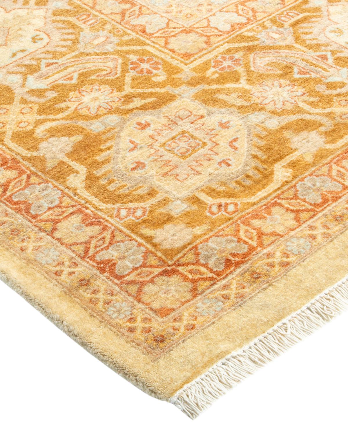 Laine Tapis traditionnel ivoire Mogul unique en son genre fabriqué à la main en vente