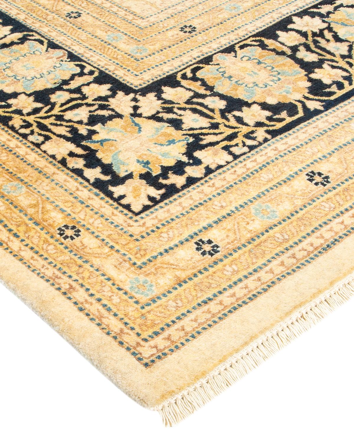 One-of-a-kind Hand Made Traditional Mogul Ivory Area Rug For Sale 1