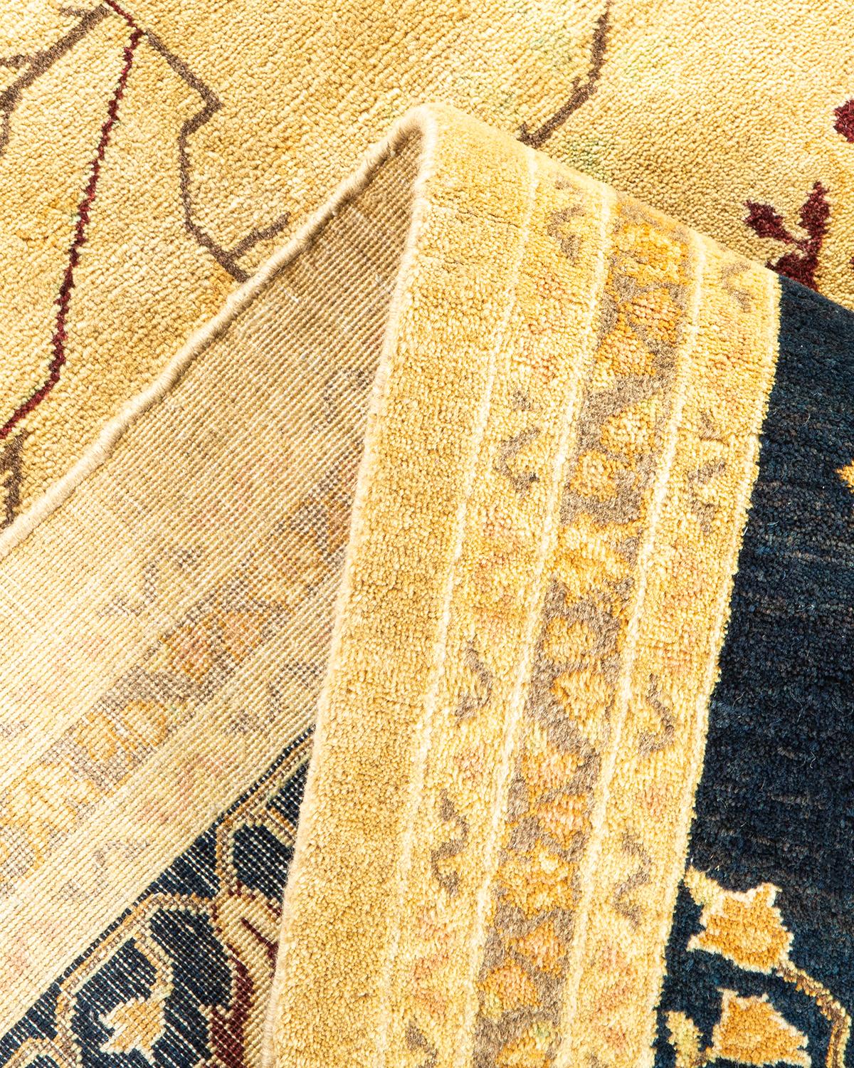 Pakistani One-of-a-kind Hand Made Traditional Mogul Ivory Area Rug For Sale
